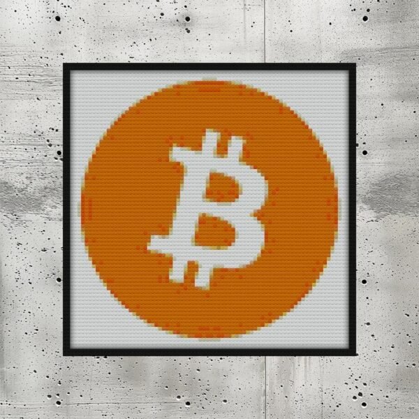 Bitcoin BTC Logo Crypto Merge Minimalist Bricks diy bricks art