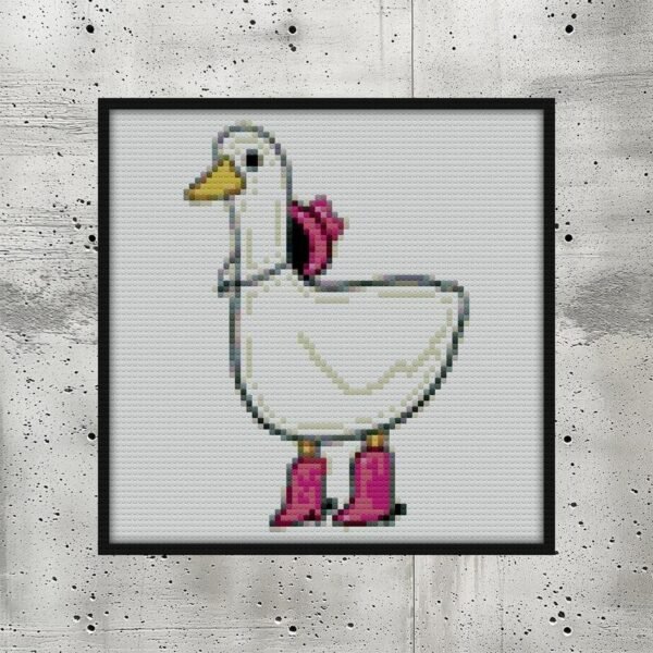 Cowgirl duck with pink boots Bricks mosaic wall art