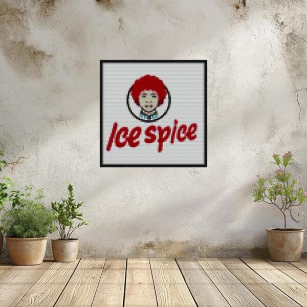 Ice Spice in Wendy s logo Bricks diy wall art