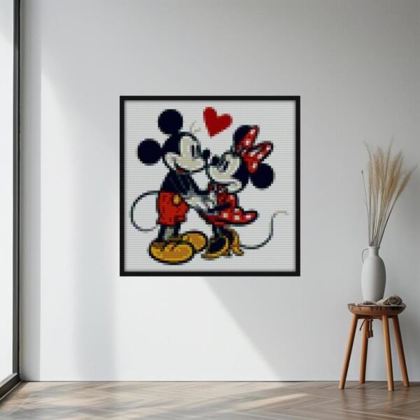 Mickey and Minnie hug Bricks diy mosaic