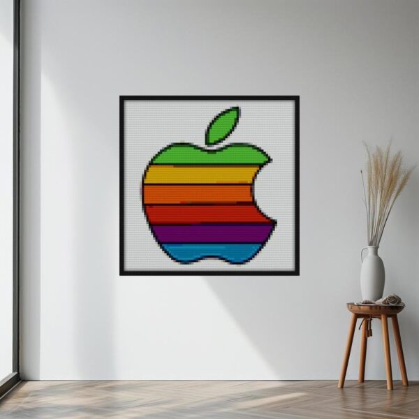 Rainbow Apple Bricks mosaic art | Compatible with LEGO-style bricks | Pixel Brick Art