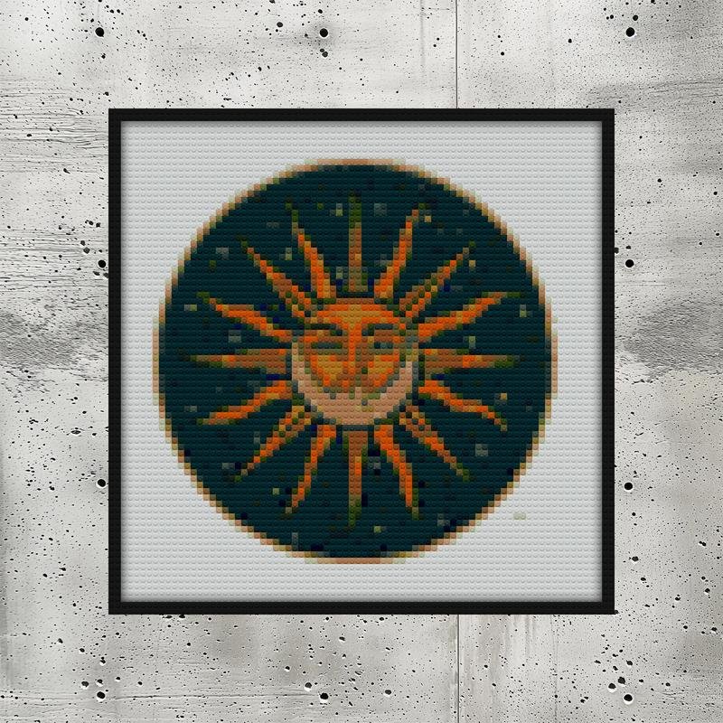 Sun and Moon Vintage Bricks diy bricks art | Compatible with LEGO-style bricks | Pixel Brick Art