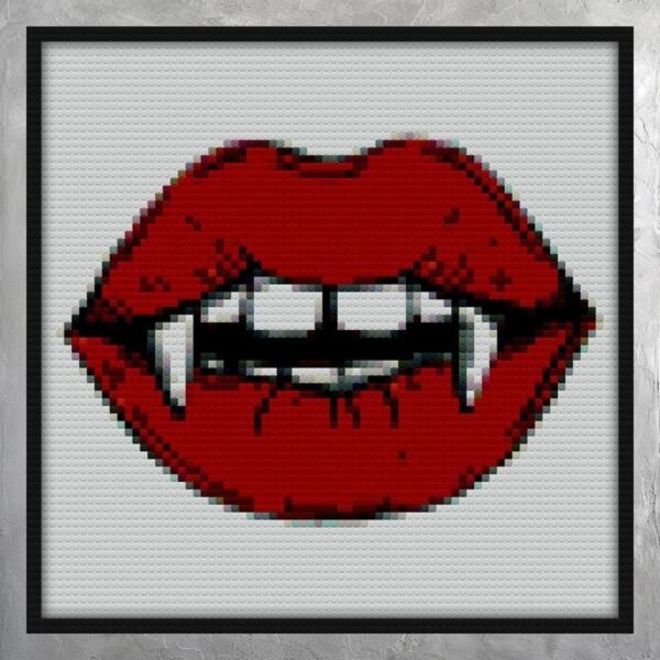 Vampire red lips on black background Bricks mosaic blocks