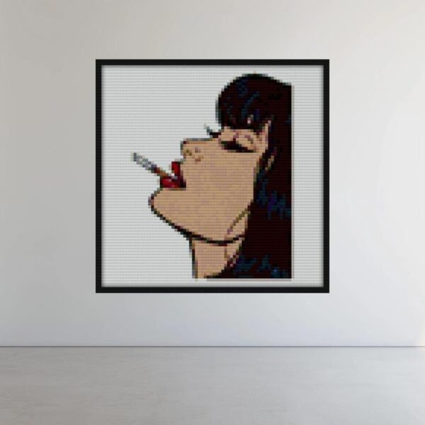 Woman smoking cigarette art Bricks diy blocks