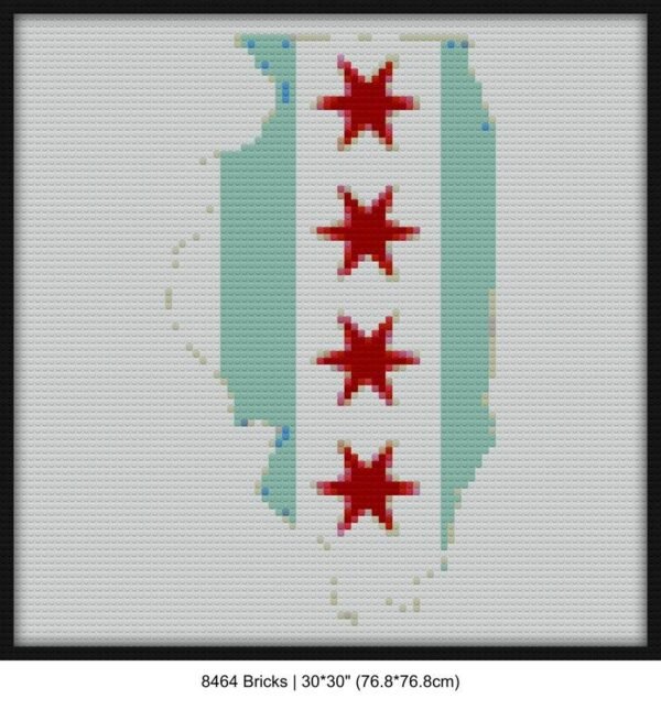Chicago flag brick block art