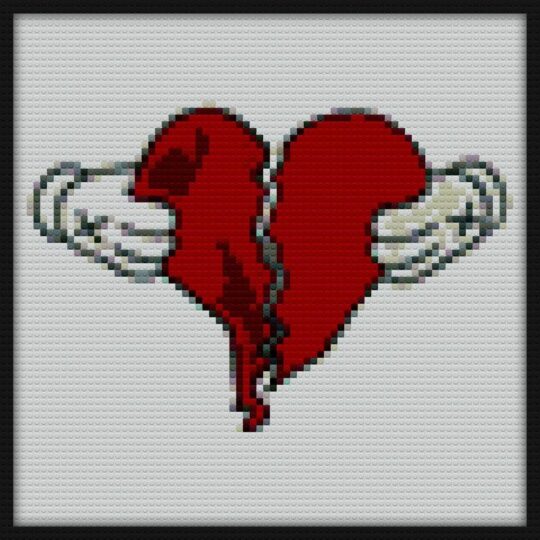 808s and Heartbreak hand and broken heart Bricks Art | Compatible with LEGO-style bricks | Pixel Brick Art