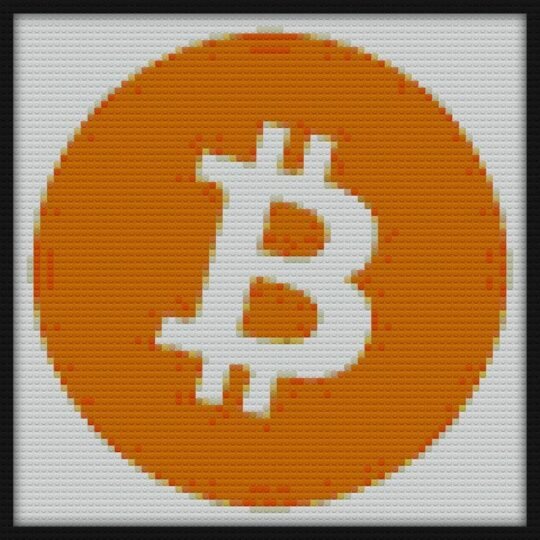 Bitcoin BTC Logo Crypto Merge Minimalist Bricks Art