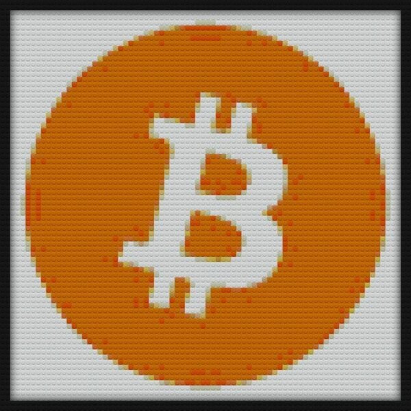 Bitcoin BTC Logo Crypto Merge Minimalist Bricks Art