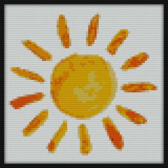 Brushed Watercolor Painted Sun Bricks Art | Compatible with LEGO-style bricks | Pixel Brick Art