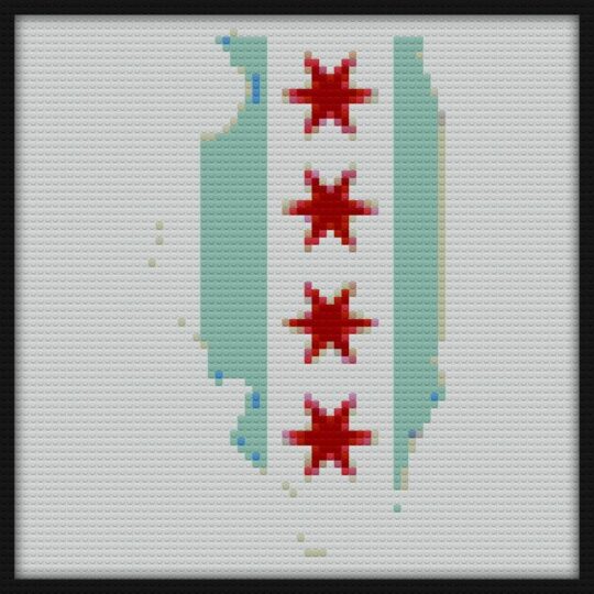 Chicago Flag Bricks Art | Compatible with LEGO-style bricks | Pixel Brick Art