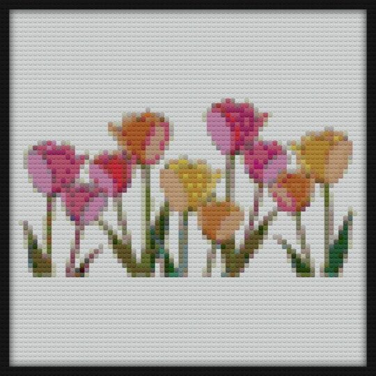 Colorful Tulips Flowers Bricks Art | Compatible with LEGO-style bricks | Pixel Brick Art