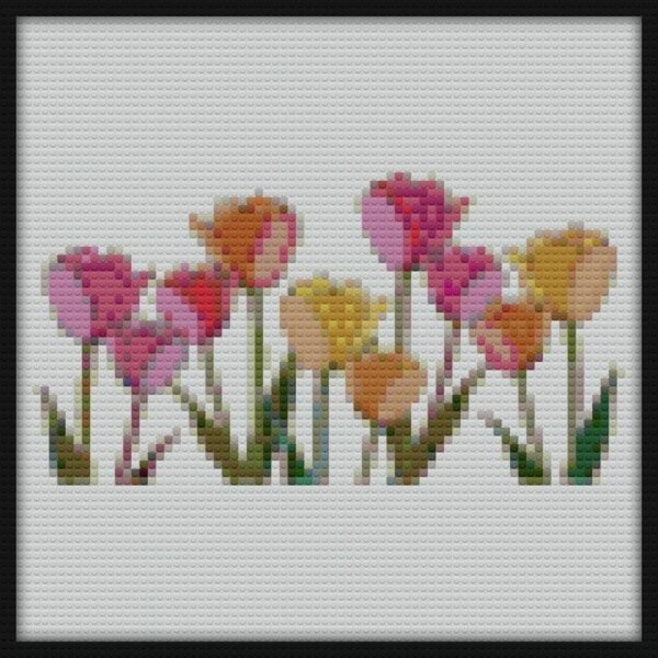 Colorful Tulips Flowers Bricks Art