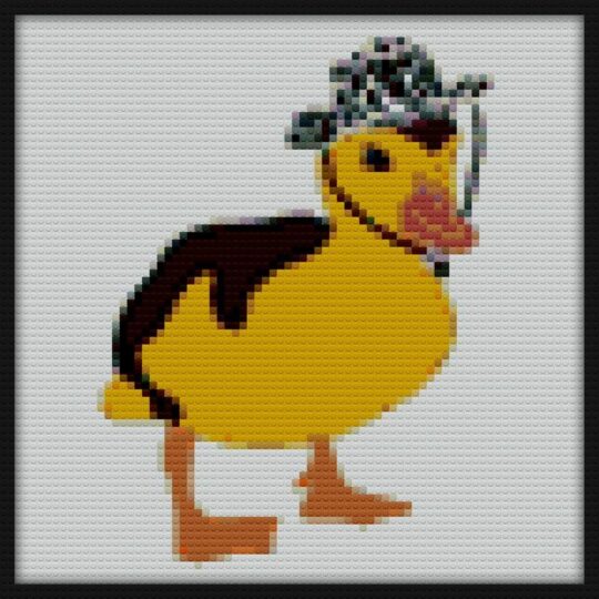 Cowboy duck Bricks Art | Compatible with LEGO-style bricks | Pixel Brick Art