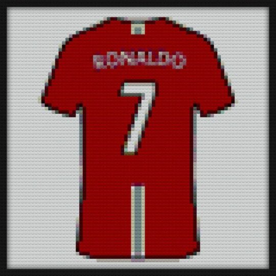 Cristiano Ronaldo 2007 08 Jersey Bricks Art | Compatible with LEGO-style bricks | Pixel Brick Art