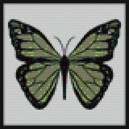 cute dainty sage green indie butterfly Bricks Art | Compatible with LEGO-style bricks | Pixel Brick Art