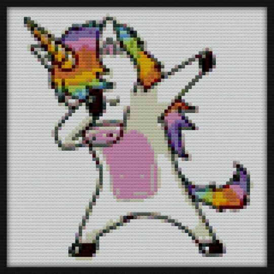 Dabbing Unicorn Shirt Hip Hop Dab Pose Bricks Art | Compatible with LEGO-style bricks | Pixel Brick Art