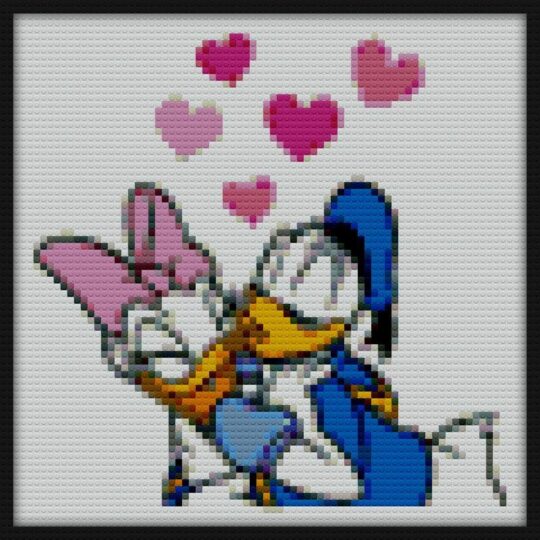 daisy and donald kiss Bricks Art | Compatible with LEGO-style bricks | Pixel Brick Art