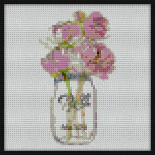 Flowers in Mason Jar Bricks Art | Compatible with LEGO-style bricks | Pixel Brick Art