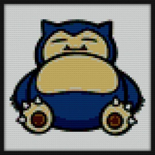 Funny Cute Snorlax Cartoon Anime Meme Bricks Art | Compatible with LEGO-style bricks | Pixel Brick Art