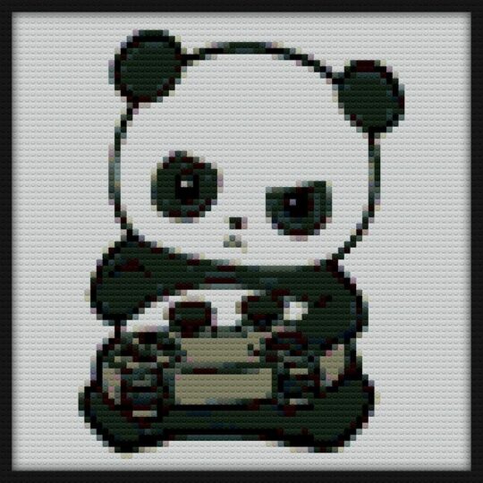 Gaming Panda Bricks Art | Compatible with LEGO-style bricks | Pixel Brick Art