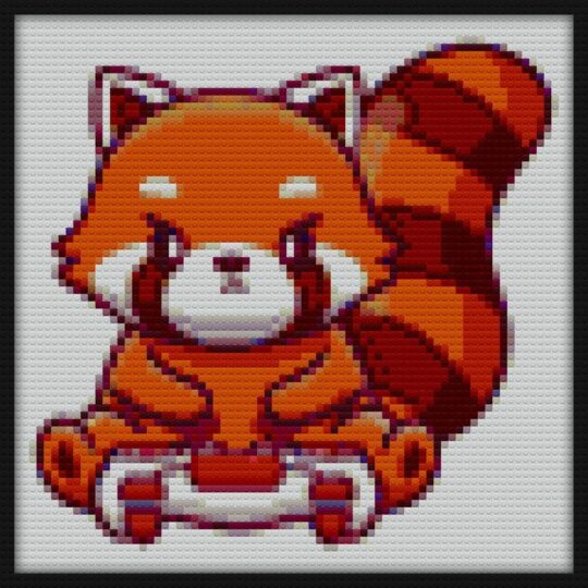 Gaming Red Panda Bricks Art | Compatible with LEGO-style bricks | Pixel Brick Art