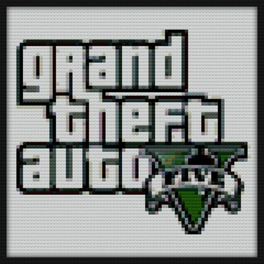 Grand Theft Auto Logo GTA V Bricks Art | Compatible with LEGO-style bricks | Pixel Brick Art