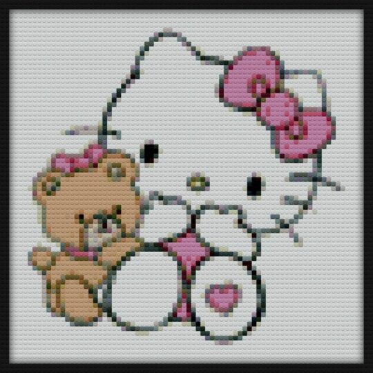 Hello Kitty Bricks Art | Compatible with LEGO-style bricks | Pixel Brick Art