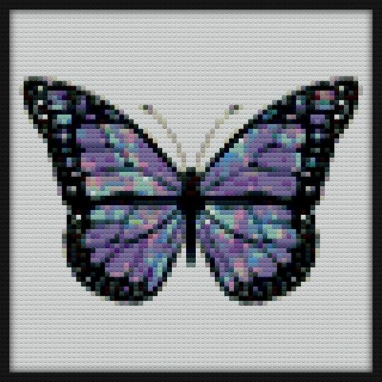 Holographic Butterfly Bricks Art | Compatible with LEGO-style bricks | Pixel Brick Art