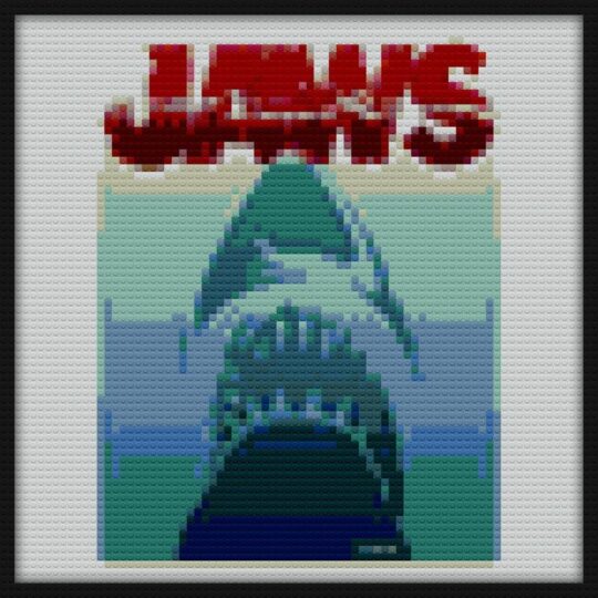 JAWS GREAT WHITE DANGEROUS SHARK color Bricks Art | Compatible with LEGO-style bricks | Pixel Brick Art