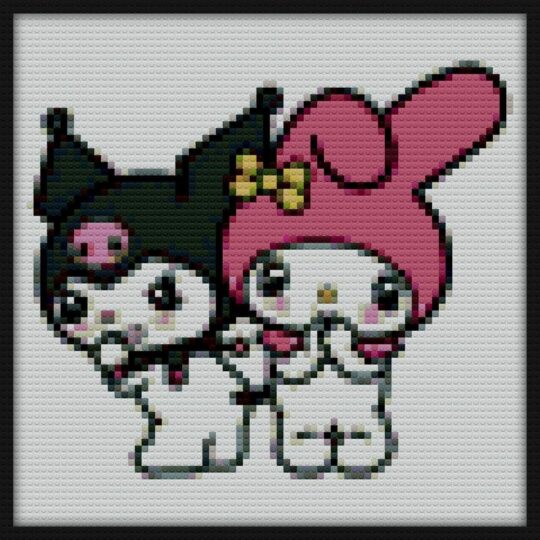 Kuromi and My Melody Bricks Art | Compatible with LEGO-style bricks | Pixel Brick Art