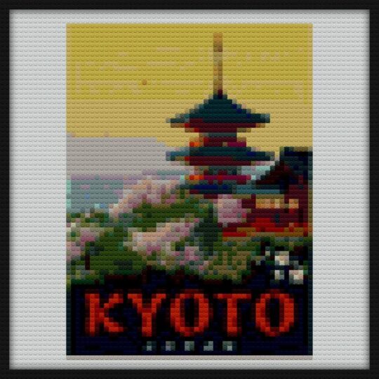 Kyoto Japan Poster Bricks Art | Compatible with LEGO-style bricks | Pixel Brick Art