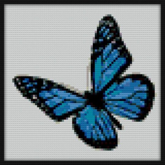 Light blue butterfly Bricks Art | Compatible with LEGO-style bricks | Pixel Brick Art