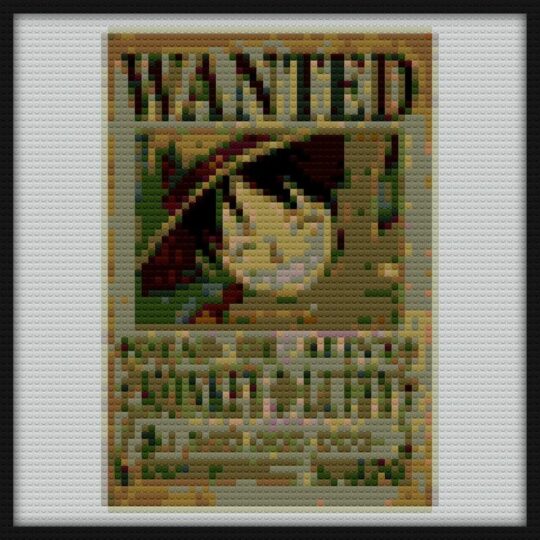 Luffy Bounty Wanted Poster Bricks Art | Compatible with LEGO-style bricks | Pixel Brick Art