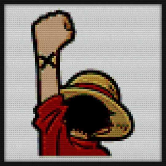 Luffy One Piece Bricks Art | Compatible with LEGO-style bricks | Pixel Brick Art