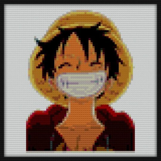 Luffy smile Bricks Art | Compatible with LEGO-style bricks | Pixel Brick Art