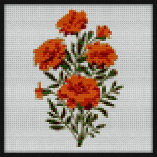 Marigold Flowers Bricks Art | Compatible with LEGO-style bricks | Pixel Brick Art