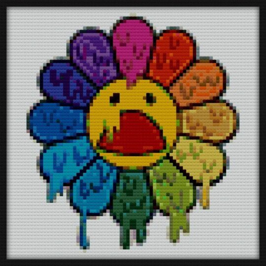 Melting Flower Bricks Art | Compatible with LEGO-style bricks | Pixel Brick Art