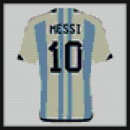 Messi Argentina Jersey Bricks Art | Compatible with LEGO-style bricks | Pixel Brick Art