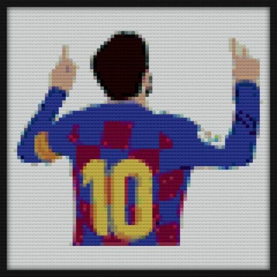 Messi celebrates mosaic wall art