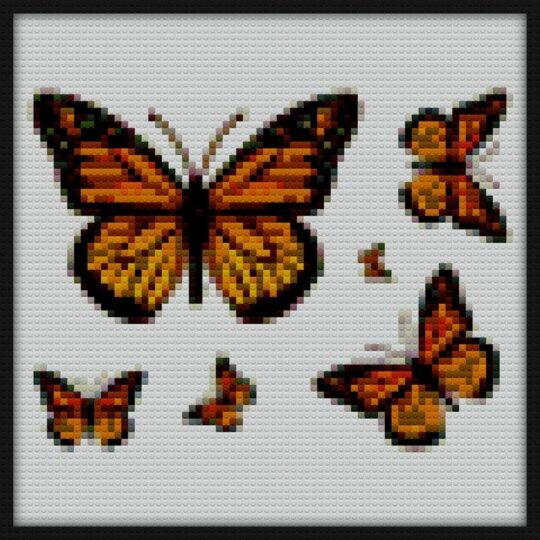 Monarch Butterfly Rapsody Bricks Art | Compatible with LEGO-style bricks | Pixel Brick Art