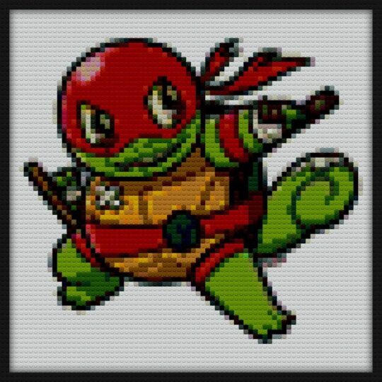 Ninja Squirtle Raphael Bricks Art | Compatible with LEGO-style bricks | Pixel Brick Art