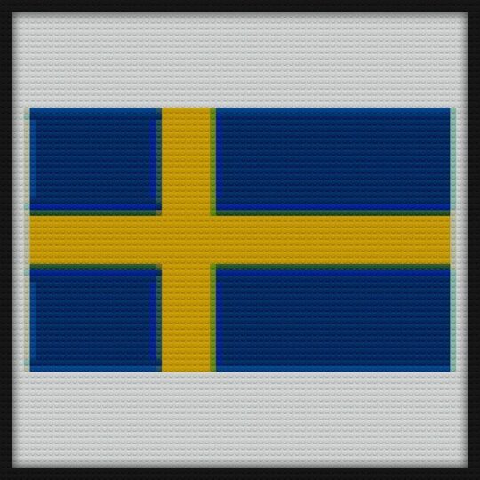 Official Flag of Sweden Bricks Art | Compatible with LEGO-style bricks | Pixel Brick Art