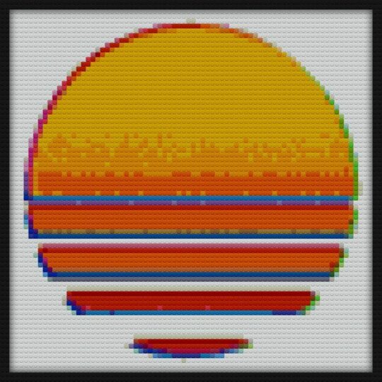 Outrun Retro Sun Bricks Art | Compatible with LEGO-style bricks | Pixel Brick Art