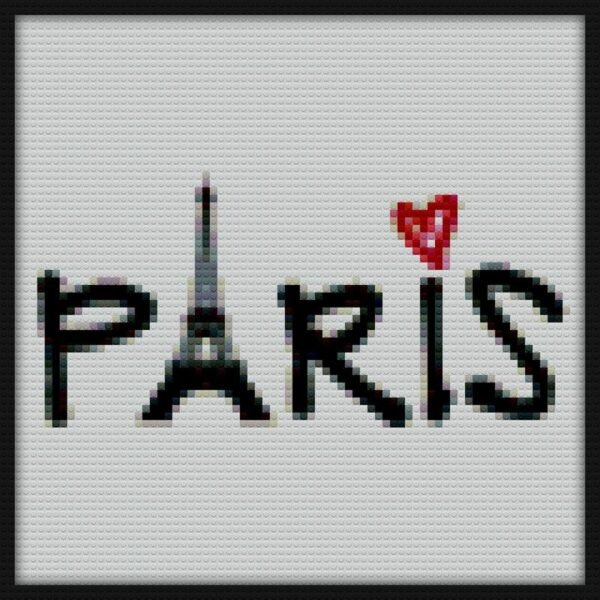 Paris with Eiffel tower and red heart Bricks Art