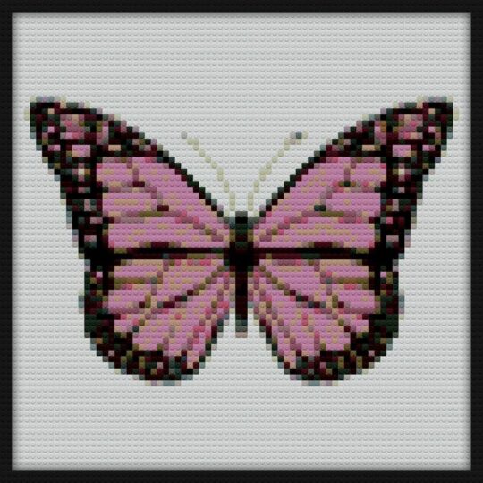 Pink Butterfly Bricks Art | Compatible with LEGO-style bricks | Pixel Brick Art