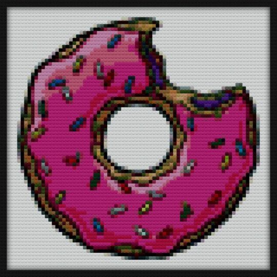 Pink Donut Bricks Art | Compatible with LEGO-style bricks | Pixel Brick Art