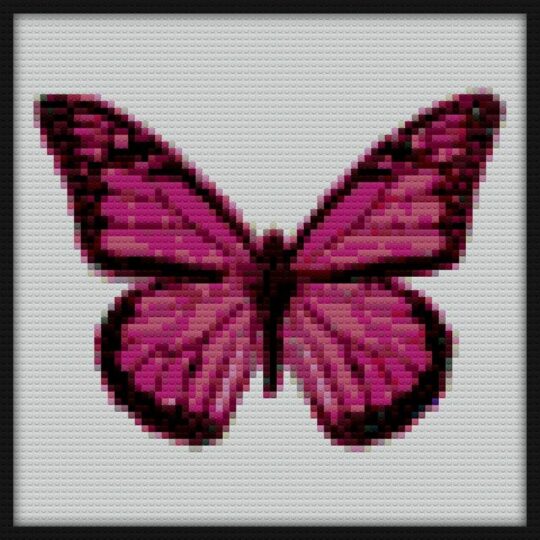 Pink Glittery Butterfly Bricks Art | Compatible with LEGO-style bricks | Pixel Brick Art