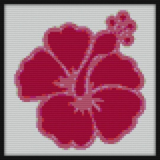 Pink Hibiscus Flower Bricks Art | Compatible with LEGO-style bricks | Pixel Brick Art