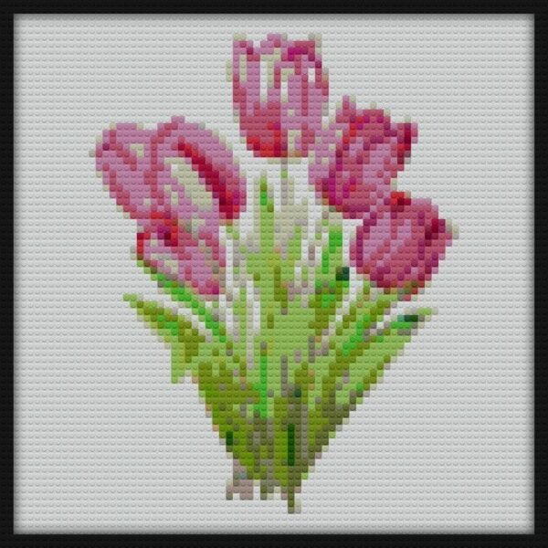 pink tulips flowers watercolor painting Bricks Art