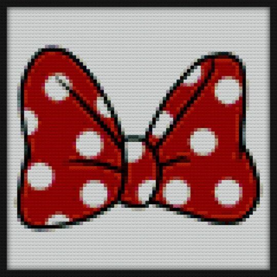 Polka Dot Mouse Bow Bricks Art | Compatible with LEGO-style bricks | Pixel Brick Art